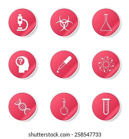 Science Instruments Pink Vector Button Icon Design Set