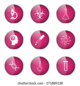 Science Instruments Pink Vector Button Icon Design Set