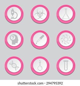 Science Instruments Pink Vector Button Icon Design Set