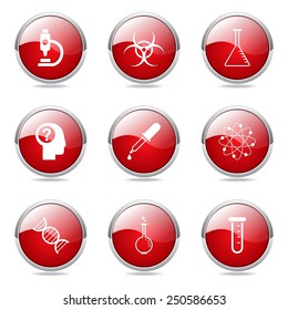 Science Instruments Red Vector Button Icon Design Set