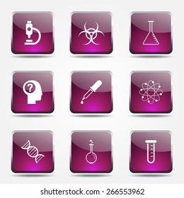 Science Instruments Square Vector Pink Icon Design Set