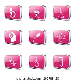 Science Instruments Square Vector Pink Icon Design Set