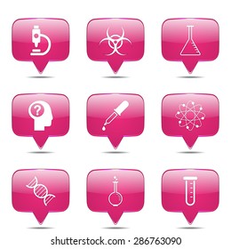 Science Instruments Square Vector Pink Icon Design Set