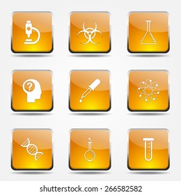 Science Instruments Square Vector Yellow Icon Design Set