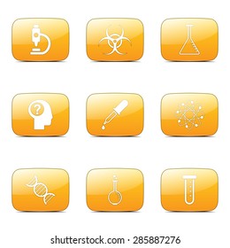 Science Instruments Square Vector Yellow Icon Design Set