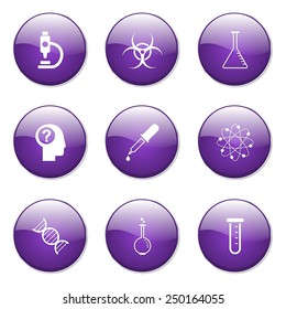 Science Instruments Violet Vector Button Icon Design Set