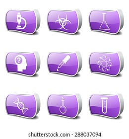 Science Instruments Violet Vector Button Icon Design Set