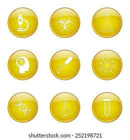 Science Instruments Yellow Vector Button Icon Design Set