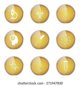 Science Instruments Yellow Vector Button Icon Design Set