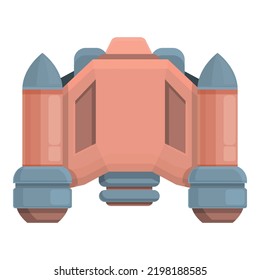 Vector de dibujos animados de iconos de la mochila de la ciencia. Astronauta espacial. Modelo de incendio