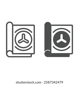 Science journal notes line and solid icon, clinical research concept. Vector graphics. Scientist person notepad sign on white background, outline style icon for mobile or web design