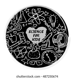 Science for kids. School symbols and design elements.