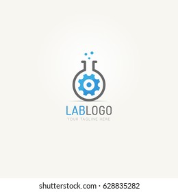 Science Lab Beaker Logo  With Gear Icon Inside Vector Illustration