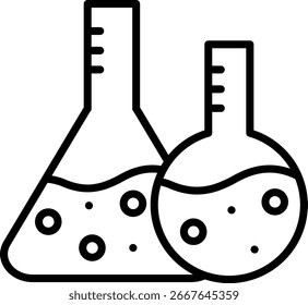 Vasos de laboratorio de Ciencia con el icono de las burbujas