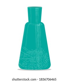 Science lab beakers and test tubes Flask, beaker in green color for labs and experiments.