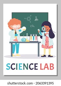 Science Lab Children Banner Poster Template Stock Vector (Royalty Free ...