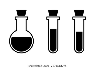 Silueta del equipo del laboratorio de la Ciencia que presenta los vasos y el tubo de ensayo 