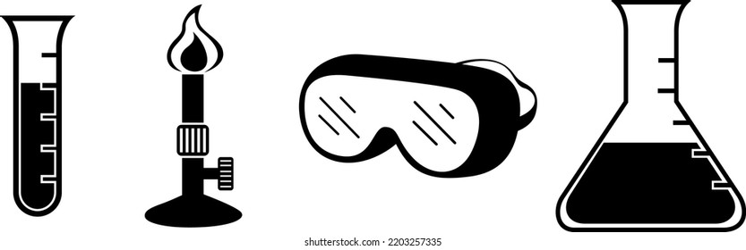 Science Lab Equipment's Clipart - Vector Illustration