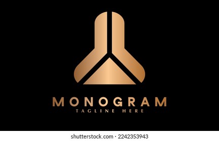 Wissenschaftslabor-Kolben oder Becherlogo, Vektormonogramm-Vorlage