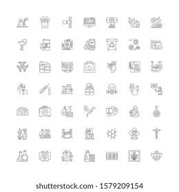 Science lab linear icons, signs, symbols vector line illustration set