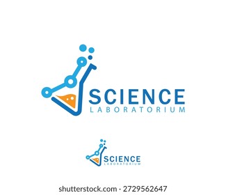 Logotipo do Laboratório de Ciências Design Criativo Conceito Molécula Inovação Conectar