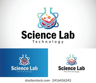 Science lab logo creative molecule biology technology design concept