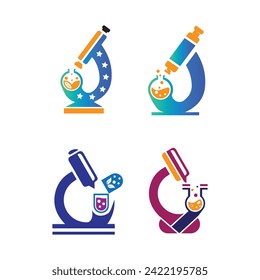 science lab logo  design set of laboratory logo vector template