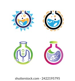 science lab logo  design set of laboratory logo vector template
