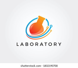 science lab logo, illustration of atomic nucleus vector design