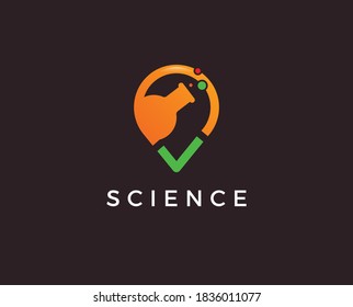 science lab logo, illustration of atomic nucleus vector design
