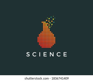 logotipo de laboratorio científico, ilustración del diseño de vectores de núcleos atómicos