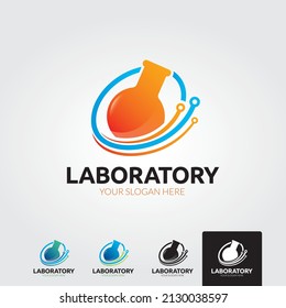 science lab logo, illustration of atomic nucleus vector design