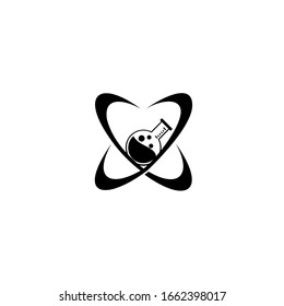 Science lab logo template. research, laboratory, flask, tube, Icon Template isolated on white.