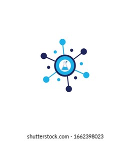 Science lab logo template. research, laboratory, flask, tube, Icon Template isolated on white.