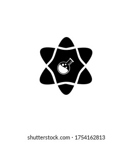 Science lab logo template. research, laboratory, flask, tube, Icon Template isolated on white.

