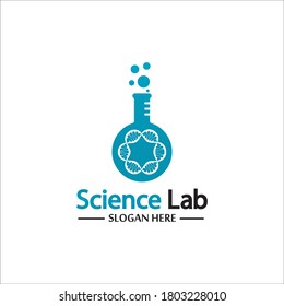 Logo de laboratorio de ciencia, Vector de diseño de plantillas de logotipo de ADN Lab