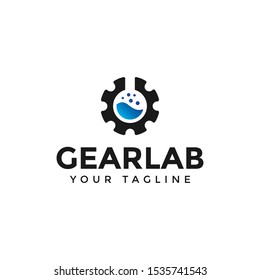 Science Lab and Mechanical Gear Logo Design Template