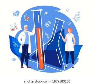 Science Lab. Medical Research. Laboratory Diagnostic Services. Health Protection Program.  Molecular Engineering Concept. Illustration. Vector. svg