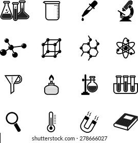 Science, lab and research icon set. Laboratory equipment set.