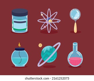 conjunto de seis iconos de laboratorio