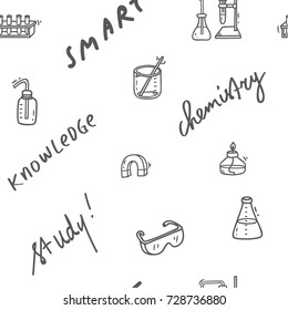 Science lab stuff theme doodle seamless background