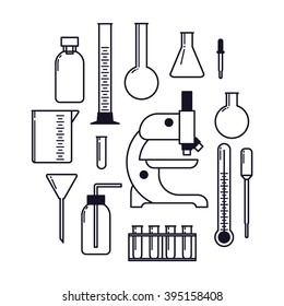science lab tools set.thin line vector illustration