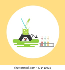 Science lab Vector Icon Set,chemical glassware,flat design 
