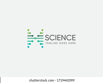 Science laboratiry sign, molecular new technology symbol or DNA logo design template