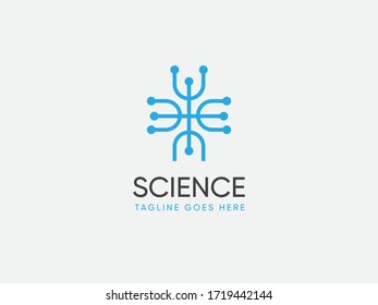 Science laboratiry sign, molecular new technology symbol or DNA logo design template