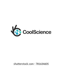 Science laboratory. Chemistry data, molecule. Ok symbol, Okay vector logo.