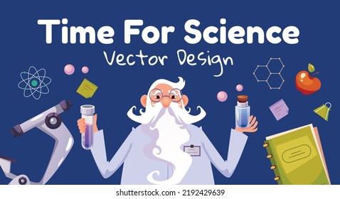 Science laboratory chemistry scientist discover banner poster background design element illustration
