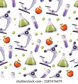 Chemie des Wissenschaftslabors - nahtlose Musterdesign-Grafik zur Illustration