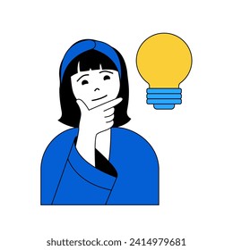 Science laboratory concept with cartoon people in flat design for web. Scientist thinking and brainstorming for solving problems. Vector illustration for social media banner, marketing material.
