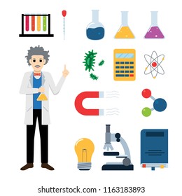 Science and Laboratory Concept with Scientist Character